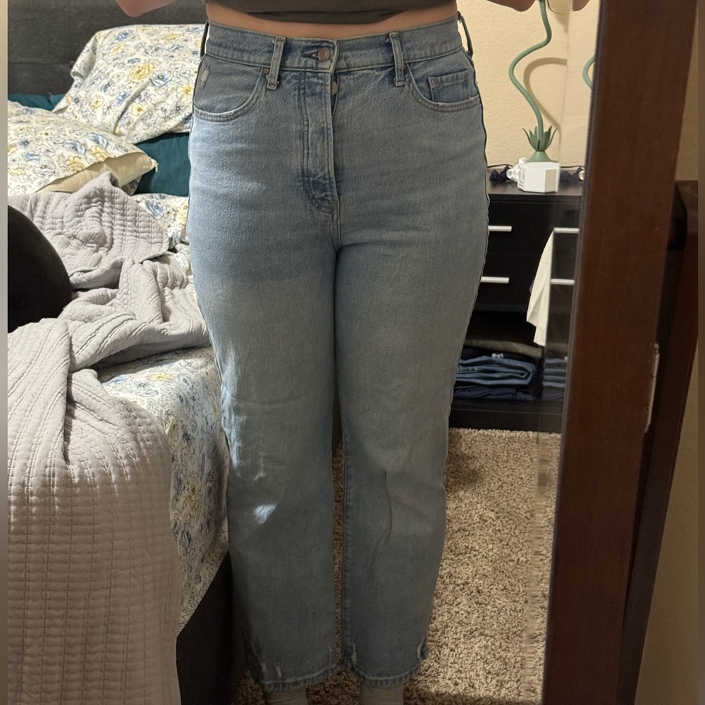 a.n.a Blue Straight Leg Jeans Classic Denim slightly distressed